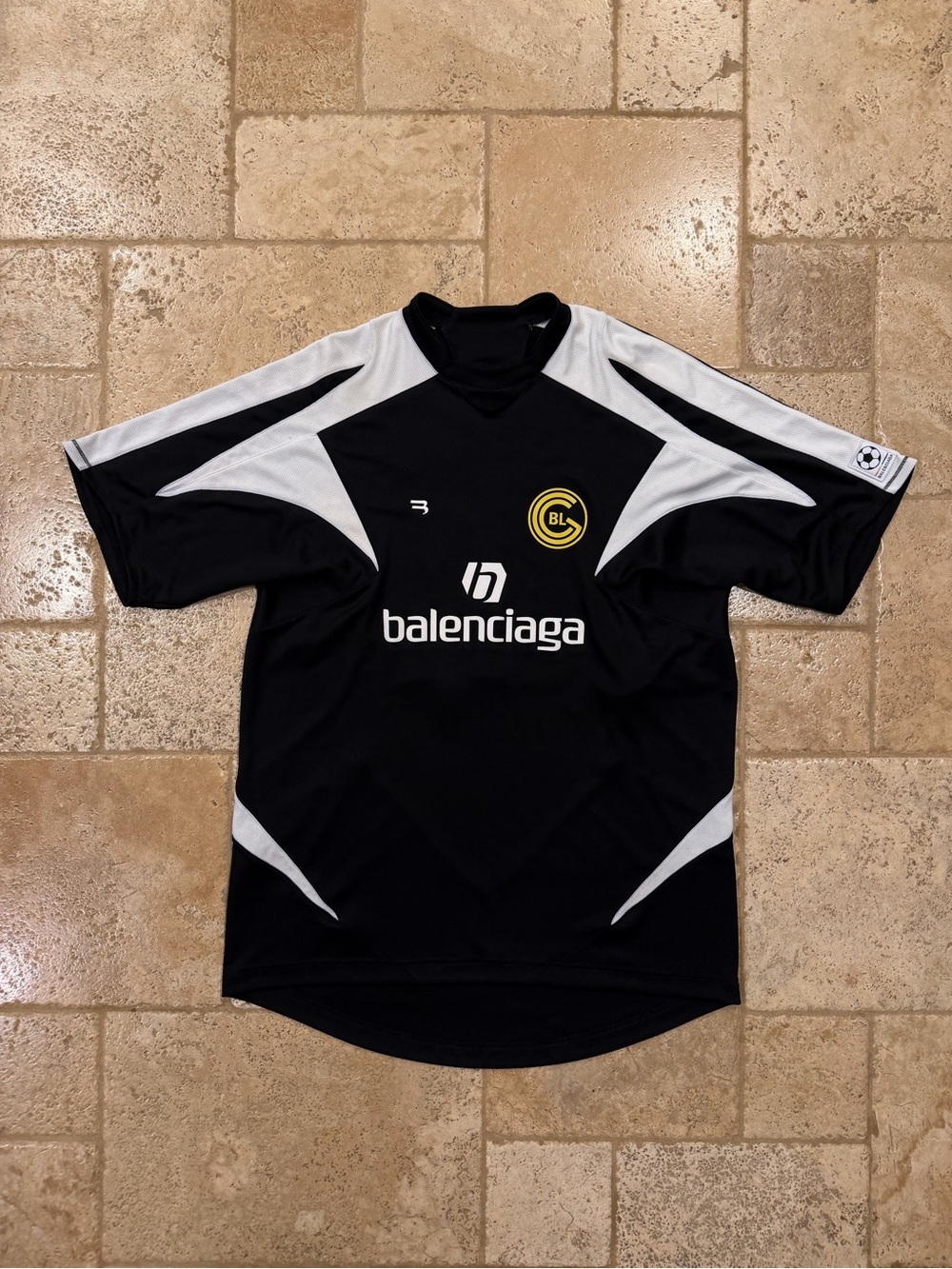 Balenciaga FW20 Soccer Sporty Logo Runway Black Jersey T-Shirt